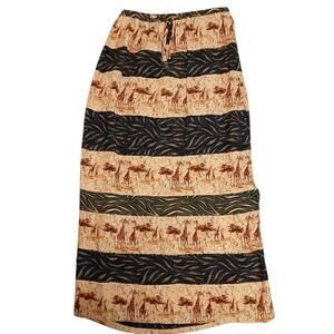 Vintage Intriguing Threads Safari Animal Midi Skirt Giraffe Zebra‎ Lined Size 12